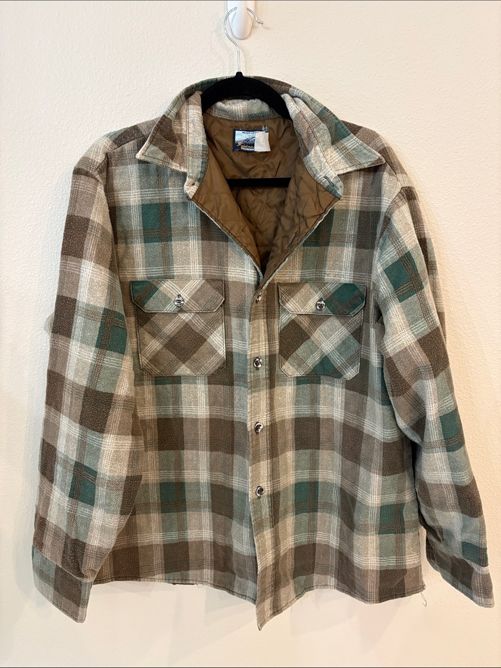 Vintage 70s 80s Sears Fieldmaster Quilted Lined Flannel Shirt Jacket Plaid XL US